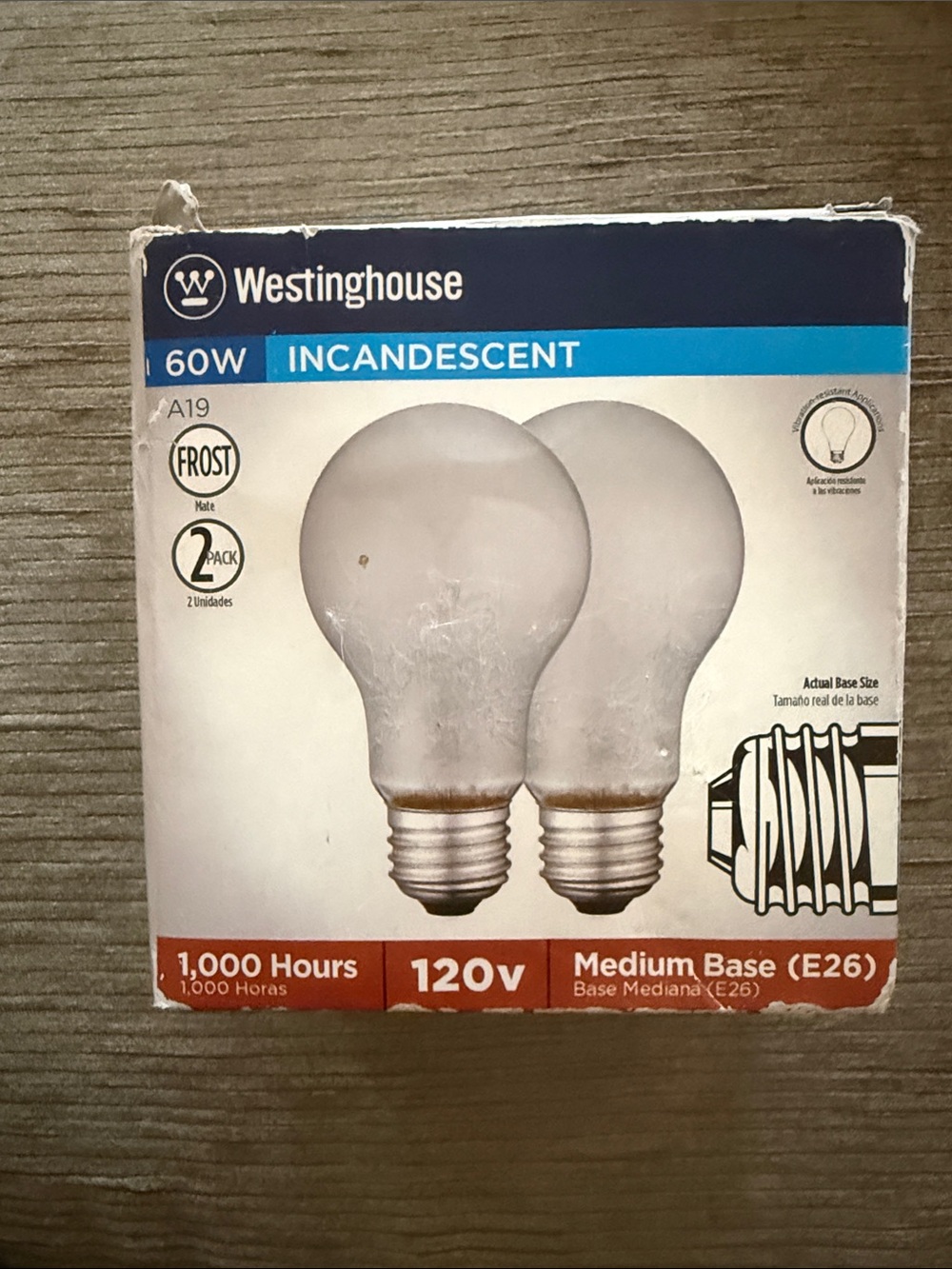 Westinghouse 60W Incandescent Frosted A19 Bulbs - 2 Pack - White